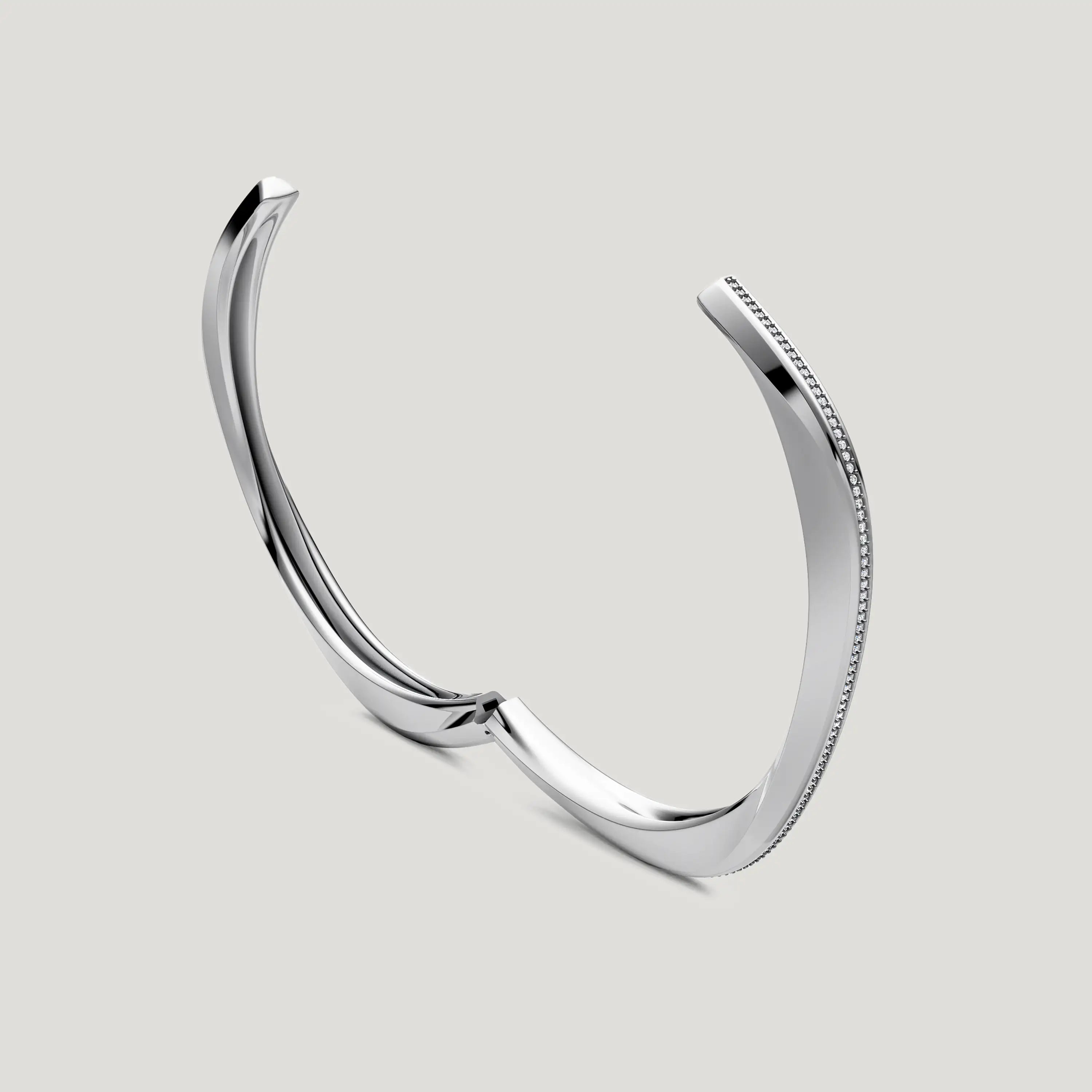 Squircle Open Bangle of Rhodium Plated on Sterling Silver jewerly by My-Dori