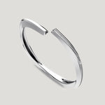 Squircle Open Bangle of Rhodium Plated on Sterling Silver jewerly by My-Dori