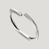 Squircle Open Bangle of Rhodium Plated on Sterling Silver jewerly by My-Dori