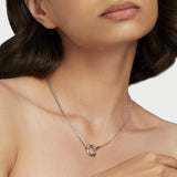 Squircle Pendant With Knotted Chain In Sterling Silver