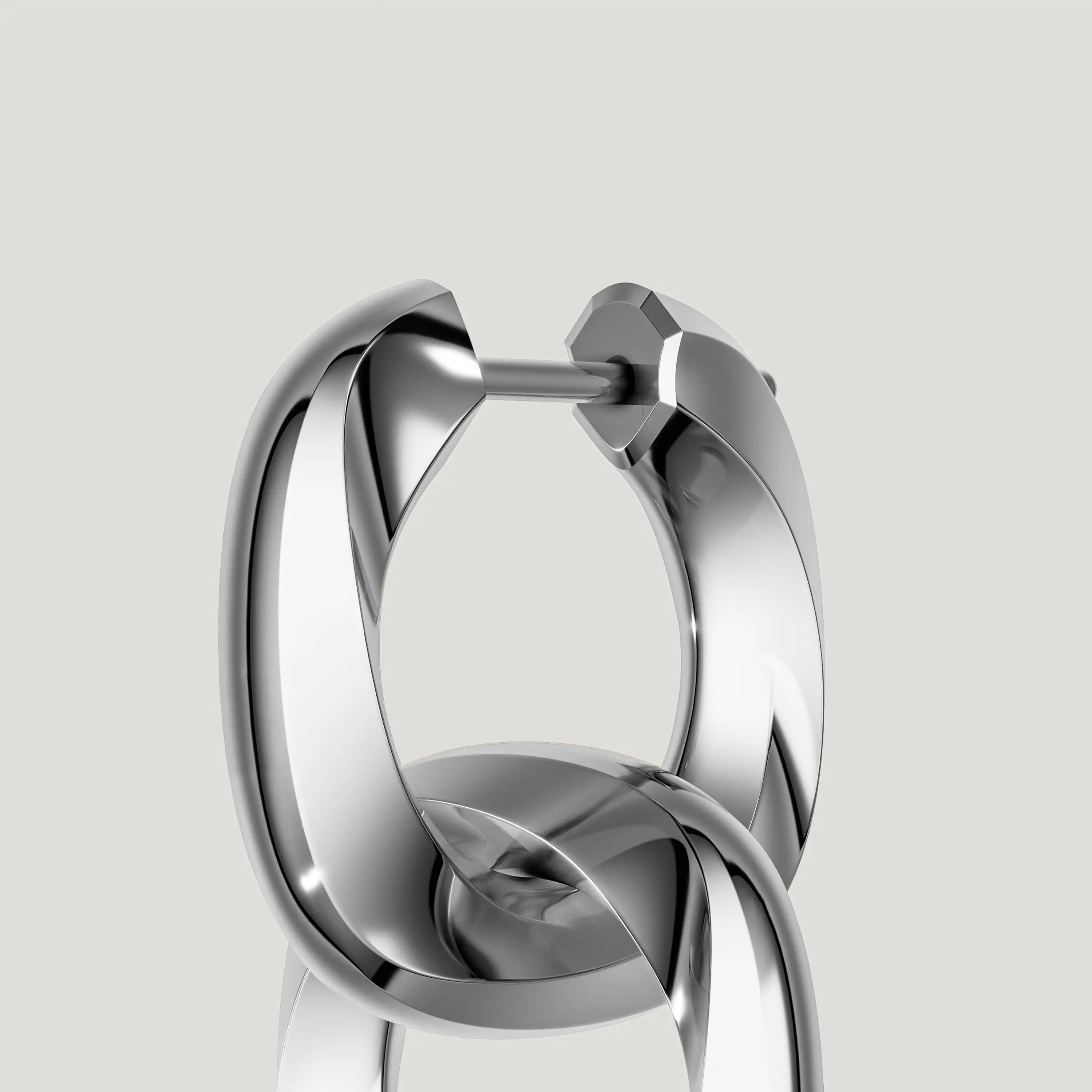 Squircle Two-Way Hoops earring of Rhodium Plated on Sterling Silver jewerly by My-Dori