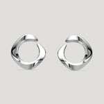 Squircle Orange Peel Stud earring of Rhodium Plated on Sterling Silver jewelry by My-Dori