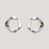 Squircle Orange Peel Stud earring of Rhodium Plated on Sterling Silver jewelry by My-Dori