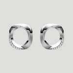 Squircle Stud earring of Rhodium Plated on Sterling Silver jewelry by My-Dori