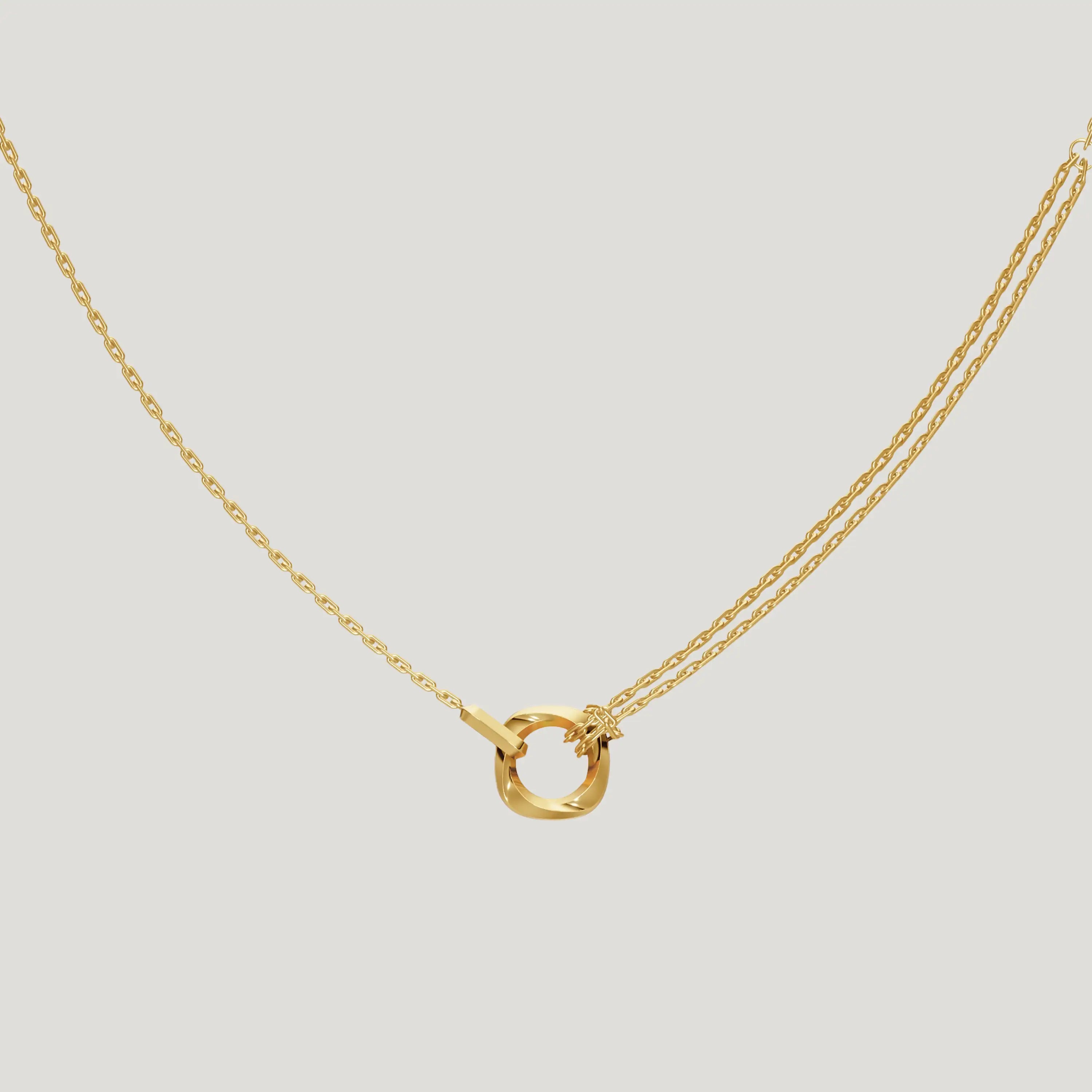 Squircle Pendant With Knotted Necklace Chain of 18kt Gold Vermeil on Sterling Silver jewelry by My-Dori