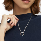 Squircle Pendant With Paperclip Chain In Sterling Silver