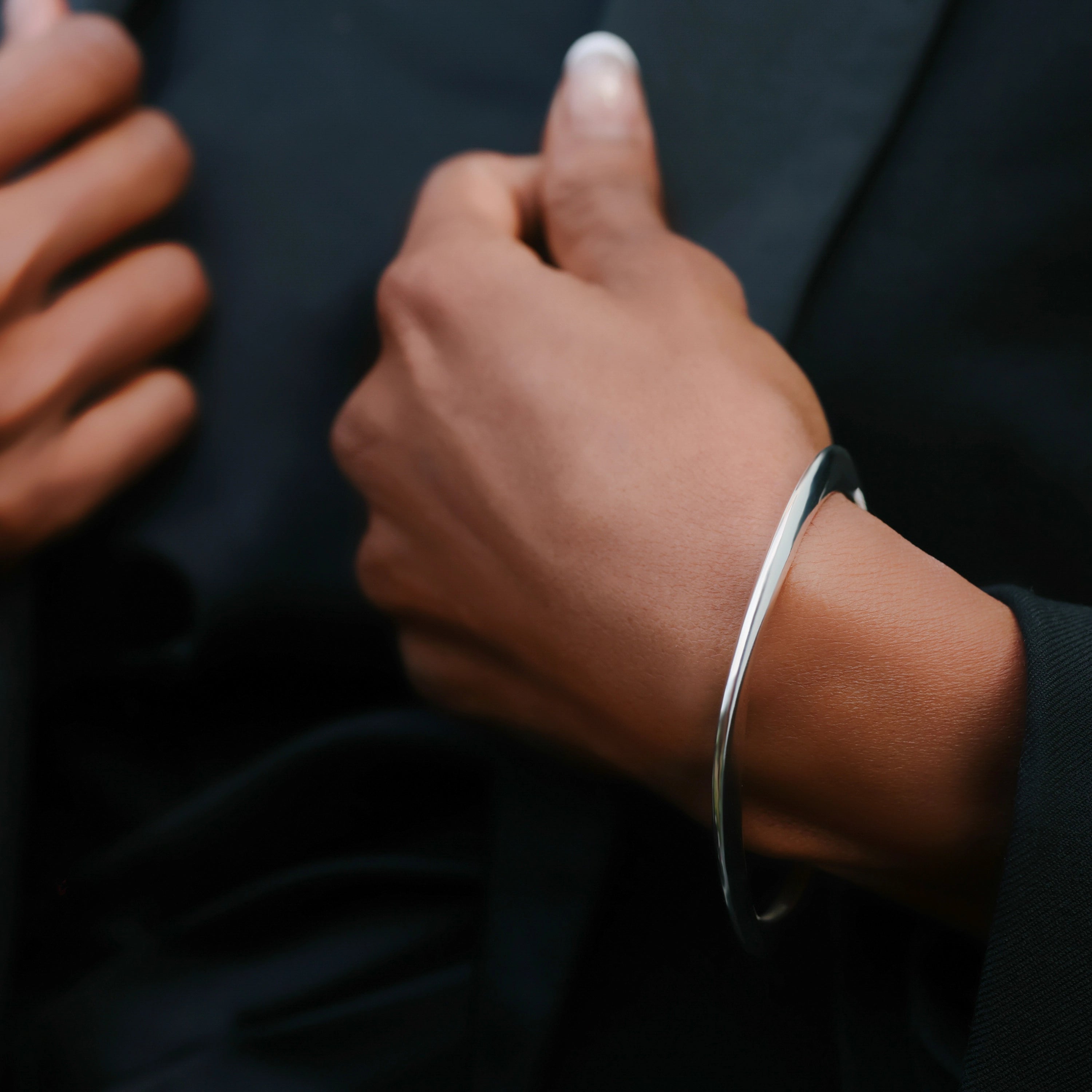 Squircle Petite Bangle of Rhodium Plated on Sterling Silver jewelry by My-Dori