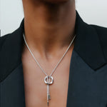 Squircle Bolo Necklace of Rhodium Plated on Sterling Silver jewelry by My-Dori