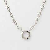 Squircle Pendant With Paperclip Chain In Sterling Silver