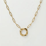 Squircle Pendant With Paperclip Chain In Gold Vermeil