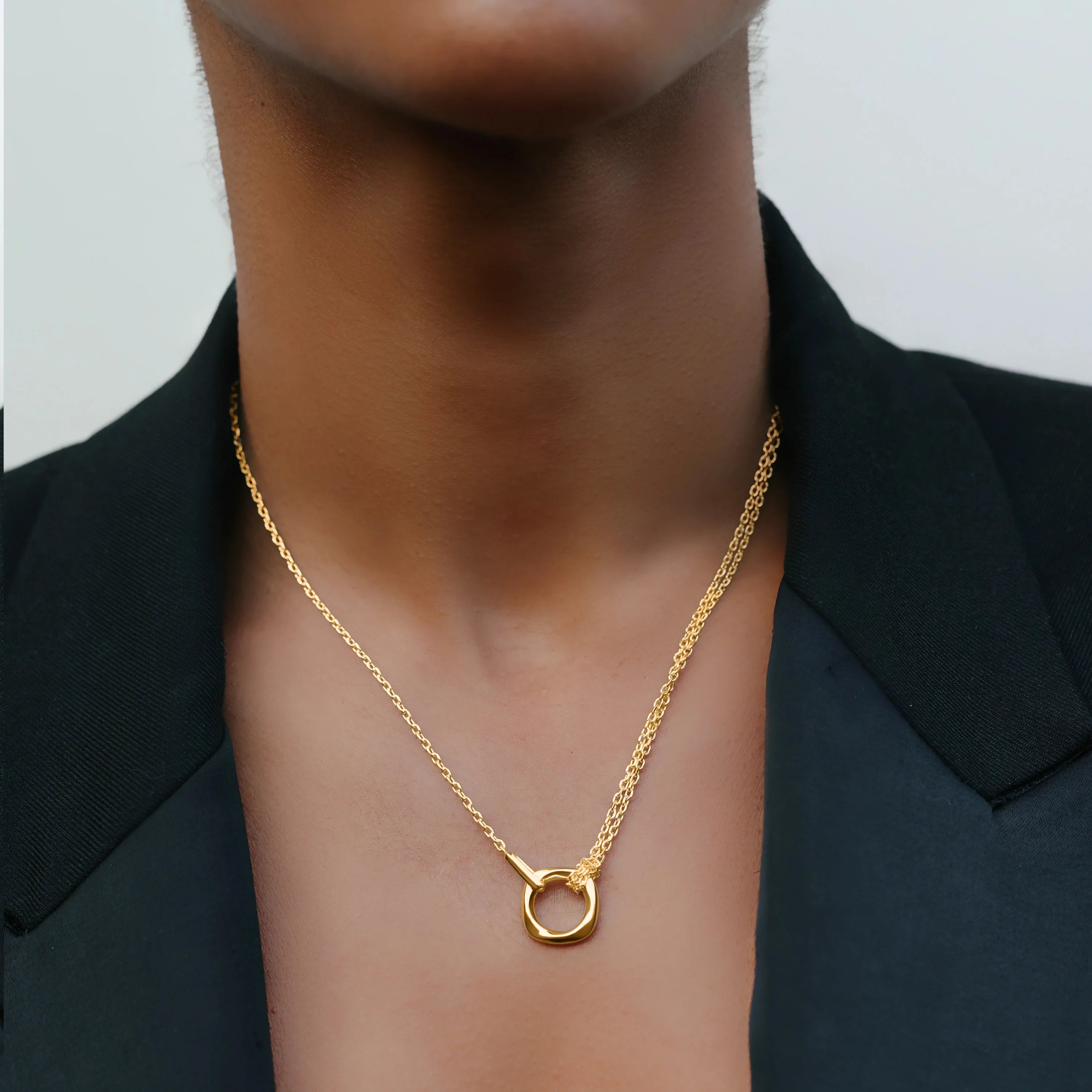 Squircle Pendant With Knotted Necklace Chain of 18kt Gold Vermeil on Sterling Silver jewelry by My-Dori