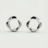 Squircle Orange Peel Stud In Sterling Silver