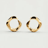 Squircle Orange Peel Stud In Gold Vermeil